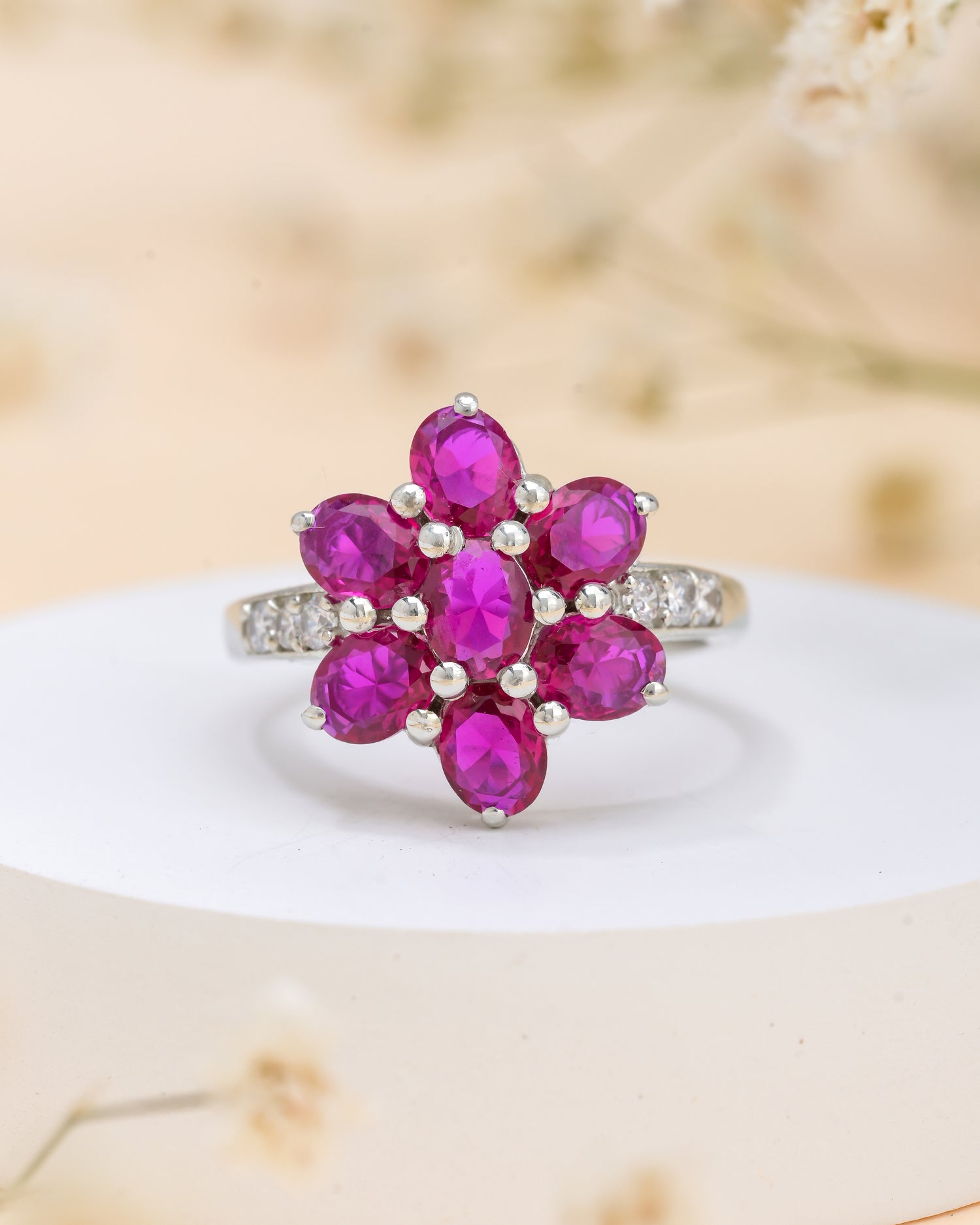 Pink Lily Silver Ring