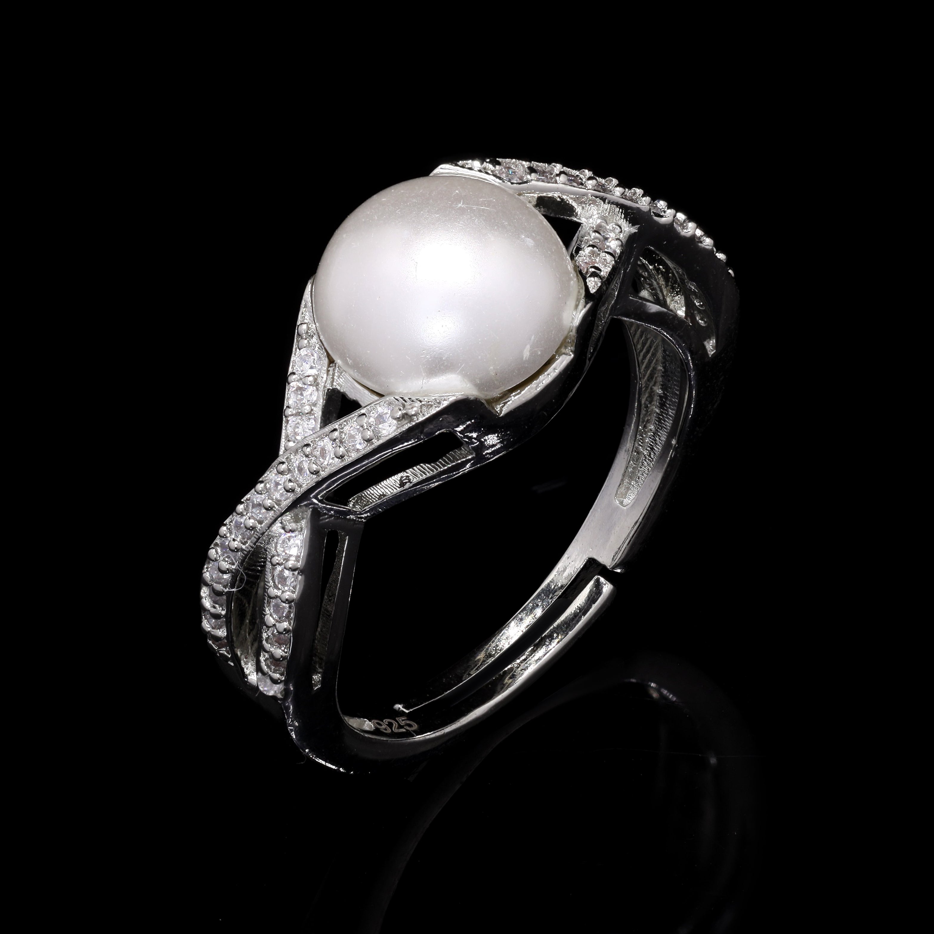 Pearl Cross Silver Ring