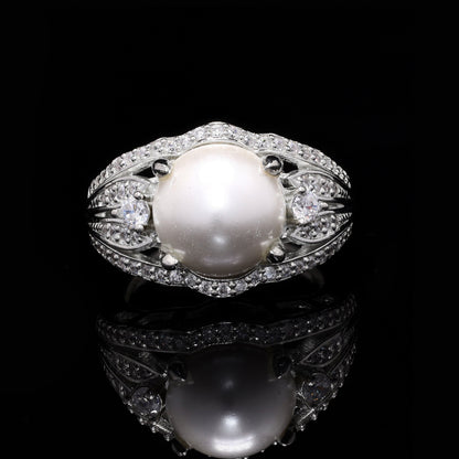 Caged Pearl Silver Ring