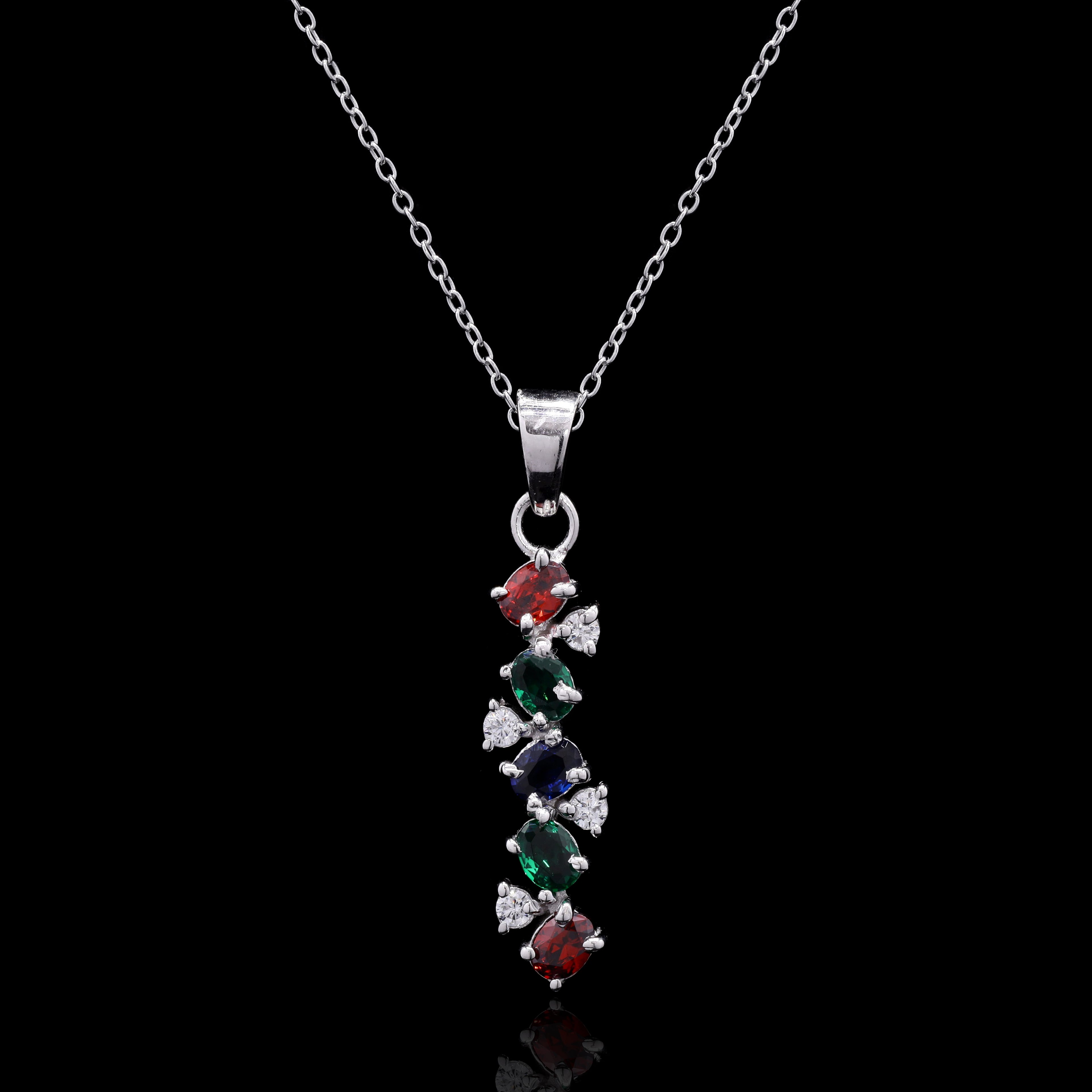 Rainbow Cascade Silver Pendant Set