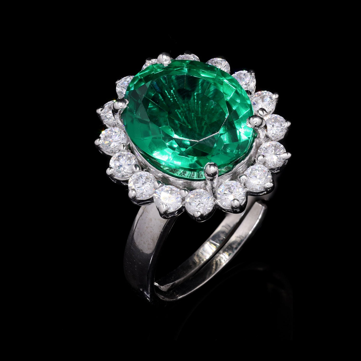 Emerald Grace Silver Ring