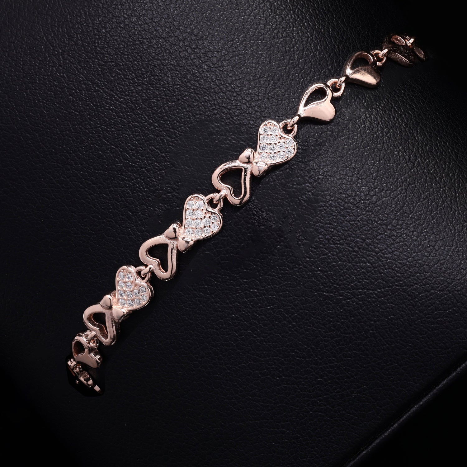 Rose Gold Heart Silver Bracelet