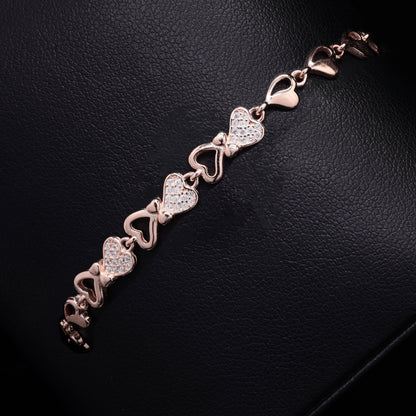 Rose Gold Heart Silver Bracelet