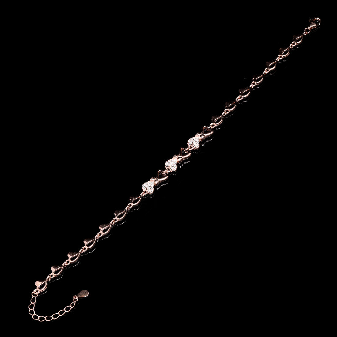 Rose Gold Heart Silver Bracelet