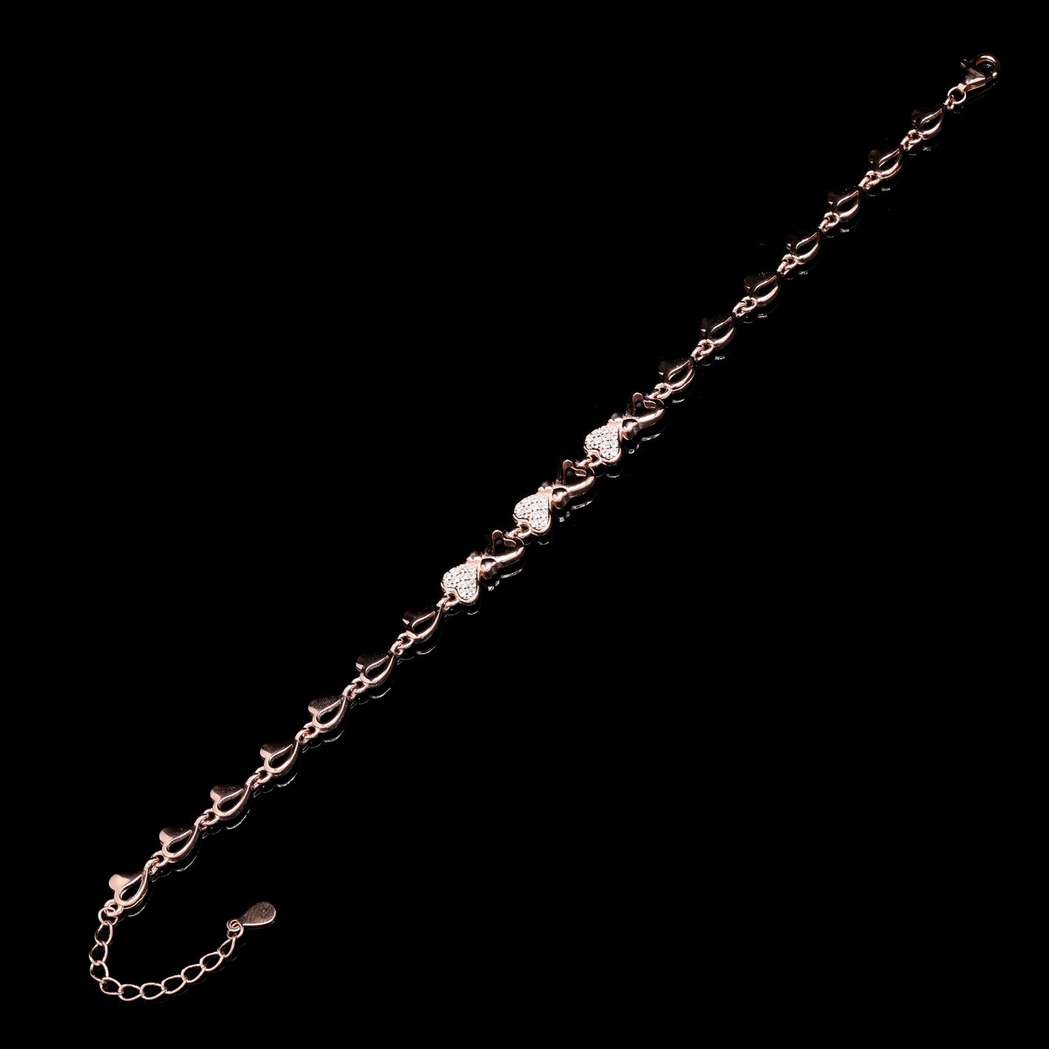 Rose Gold Heart Silver Bracelet