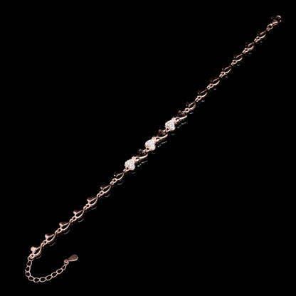 Rose Gold Heart Silver Bracelet