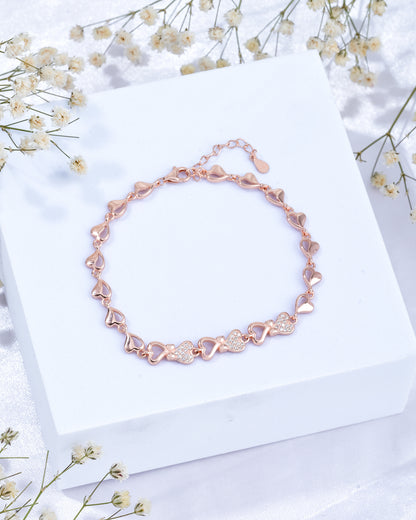 Rose Gold Heart Silver Bracelet