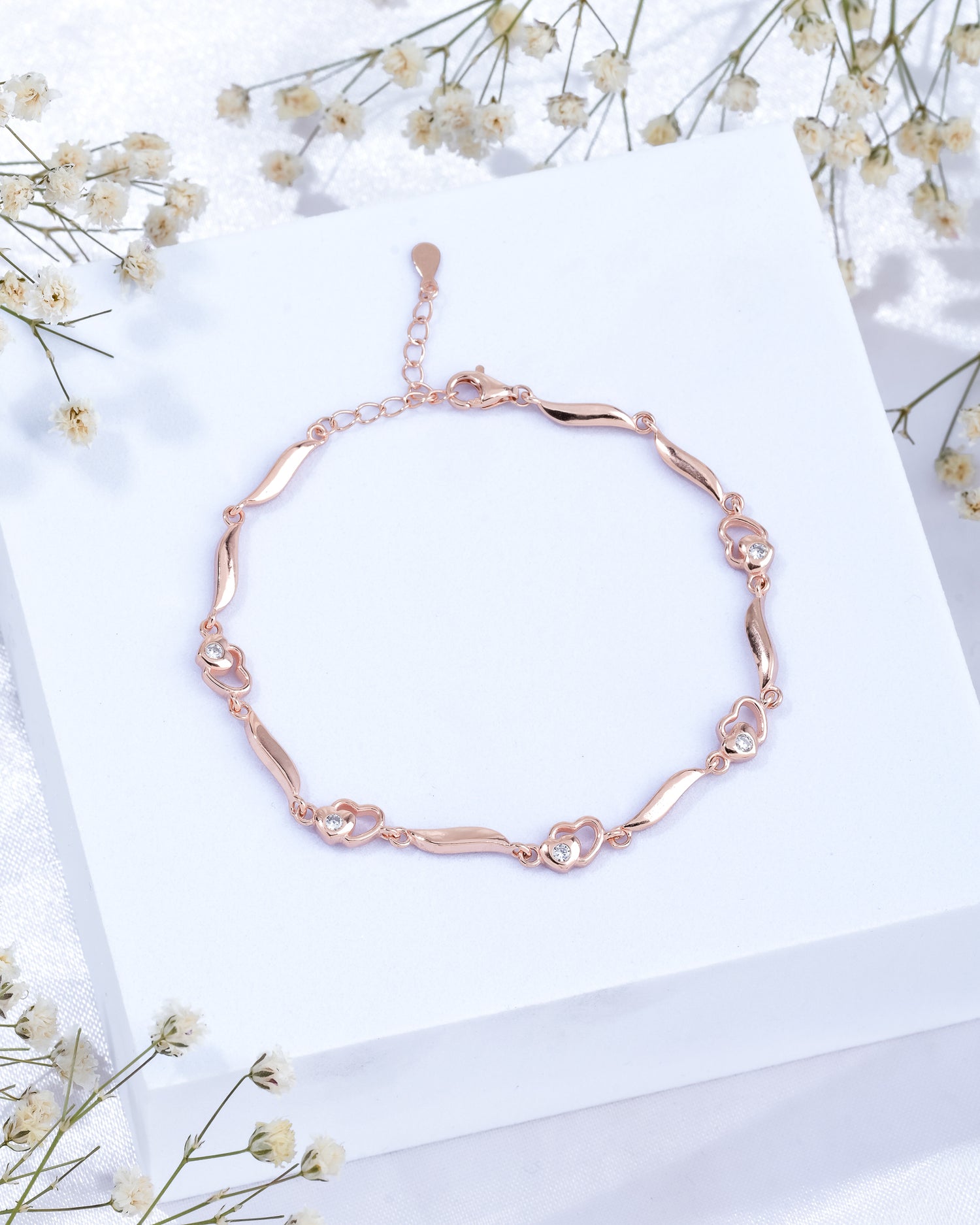 Interlocked Heart Silver Bracelet