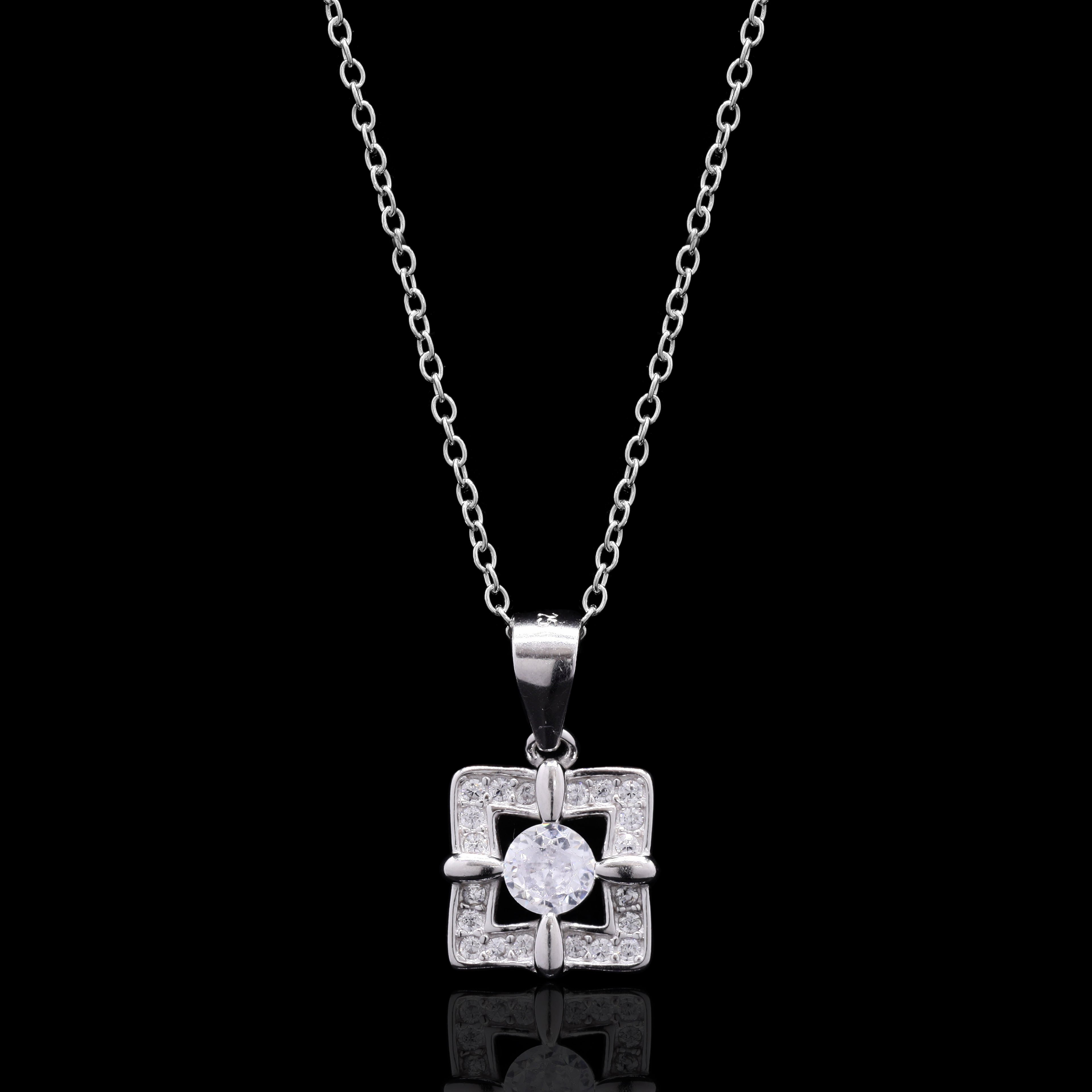 Square Frame Silver Pendant set