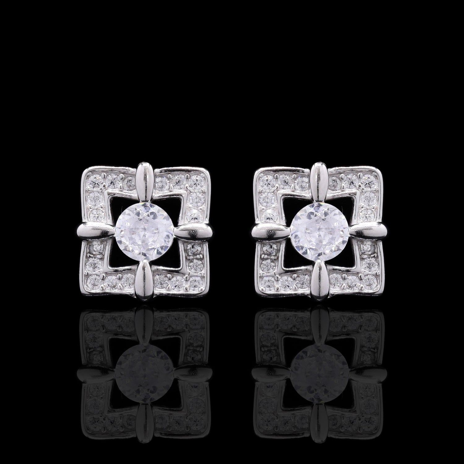 Square Frame Silver Pendant set