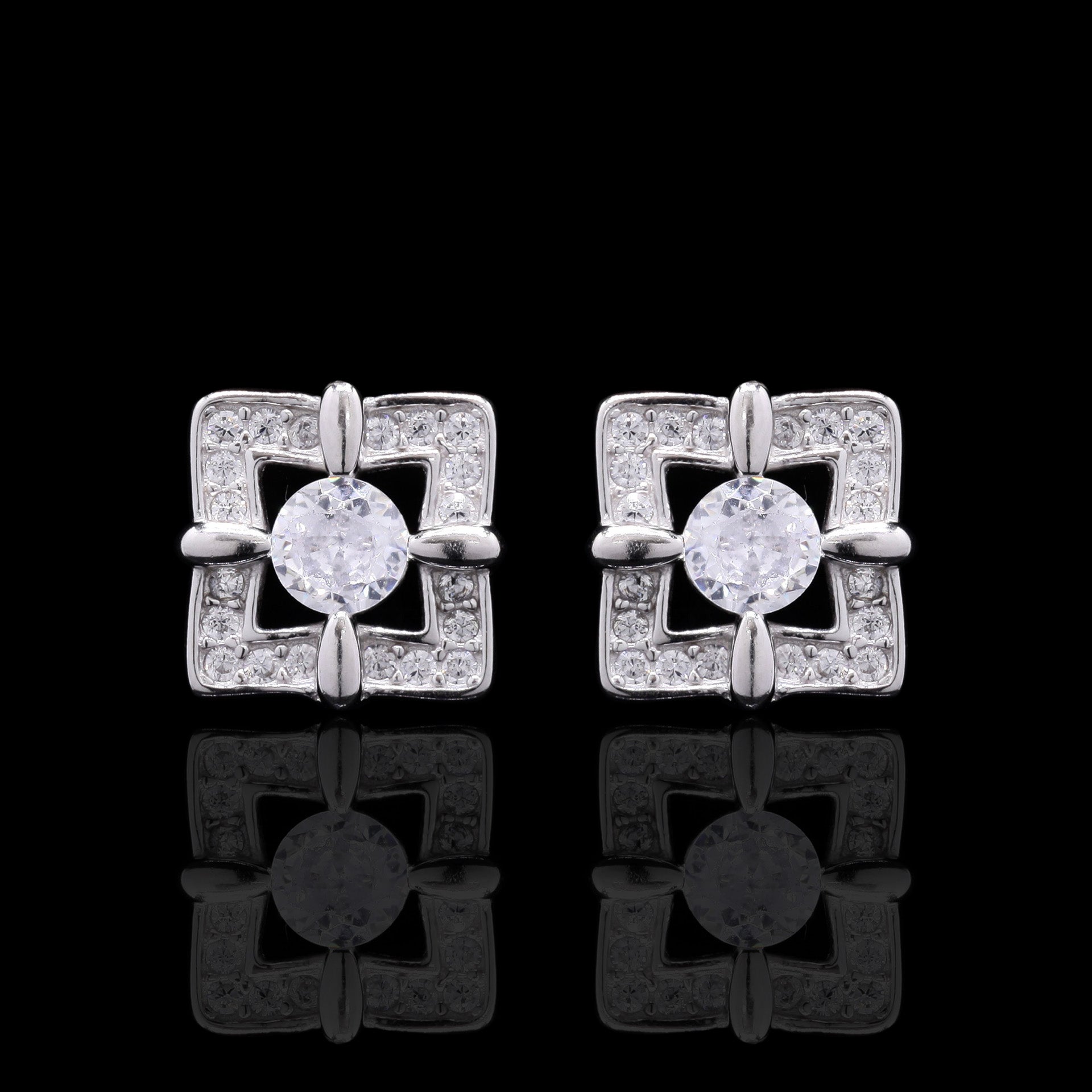 Square Frame Silver Pendant set