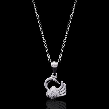 Silver Swan Pendant Set