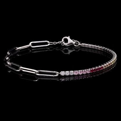 Rainbow Tennis Silver Bracelet