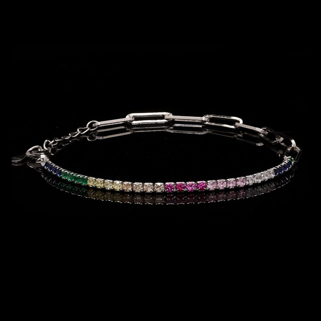 Rainbow Tennis Silver Bracelet